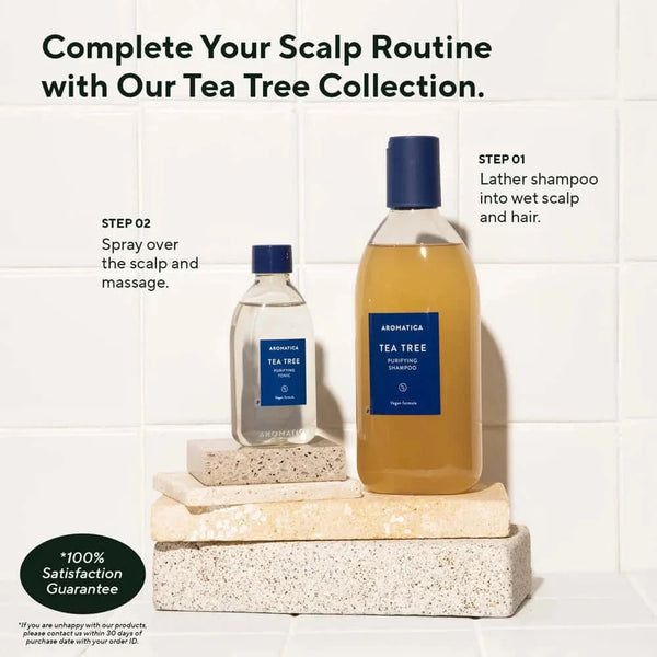 Bezsulfātu šampūns ar tējas koku taukainai galvas ādai AROMATICA Tea Tree Purifying Shampoo