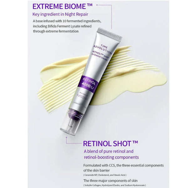 Ночной крем с ретинолом MISSHA Time Revolution Retinol 4000 Shot Intensive Cream