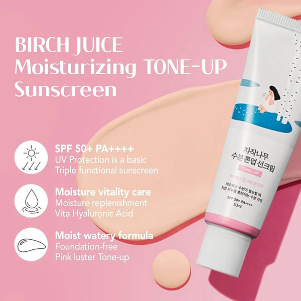 Tonējošs saules aizsargkrēms Round Lab Birch Juice Moisturizing Tone-Up Sunscreen SPF50+ PA++++