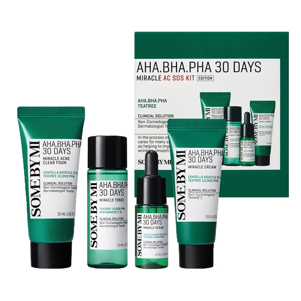 Mini produktu komplekts ar skābēm problemātiskai ādai Some By Mi AC SOS AHA-BHA-PHA 30 Days Miracle AC SOS Kit