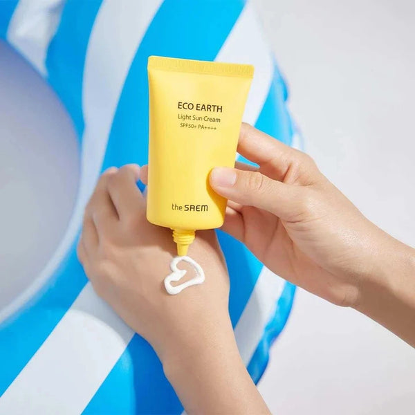 Gaisīgs saules aizsargkrēms sejai THE SAEM Eco Earth Light Sun Cream