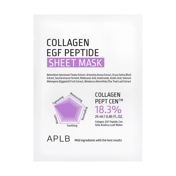 Taaselustav näomask kollageeni ja peptiididega APLB Collagen EGF Peptide Sheet Mask